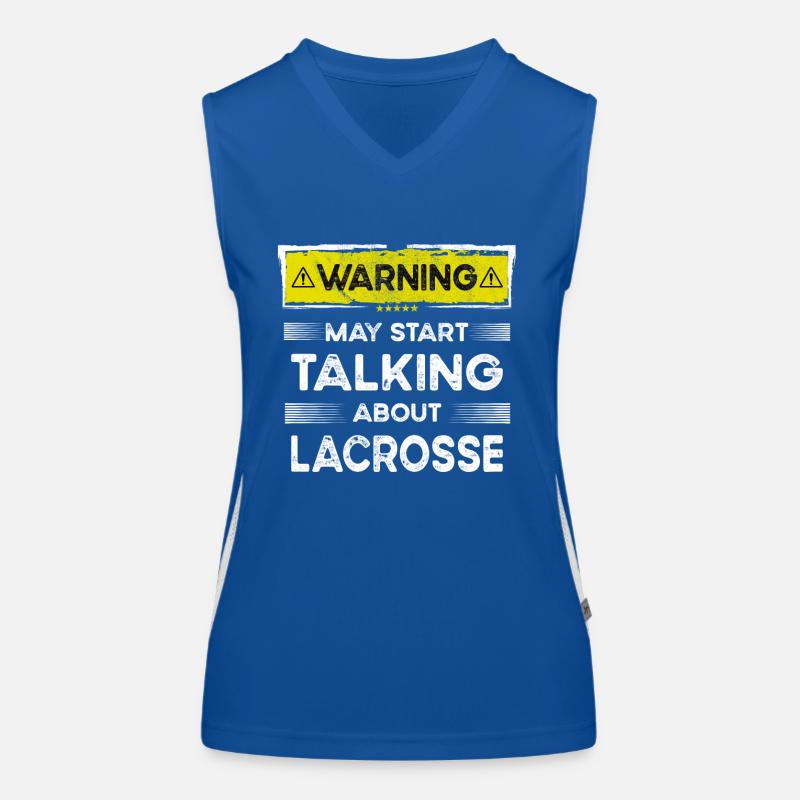 Talking about Lacrosse funny Funktionelles Kontrast-Tank Top für Frauen