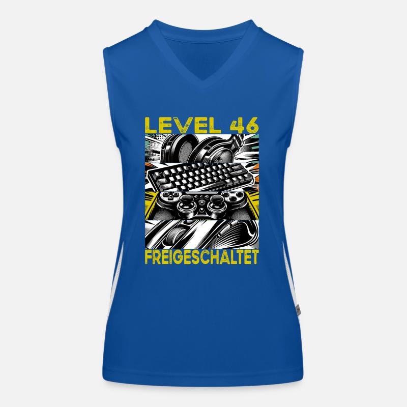 Birthday Level 46 Unlocked Gaming & Gamblers Women's Functional Contrast Tank Top
