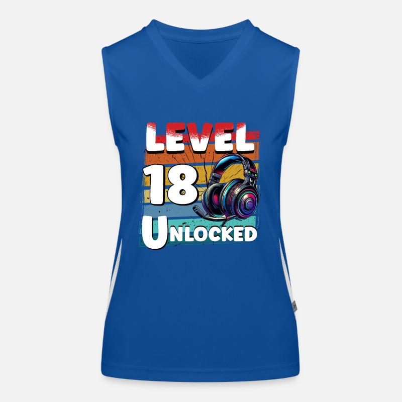 Gaming Geburtstag Level 18 freigeschaltet Zocker Funktionelles Kontrast-Tank Top für Frauen