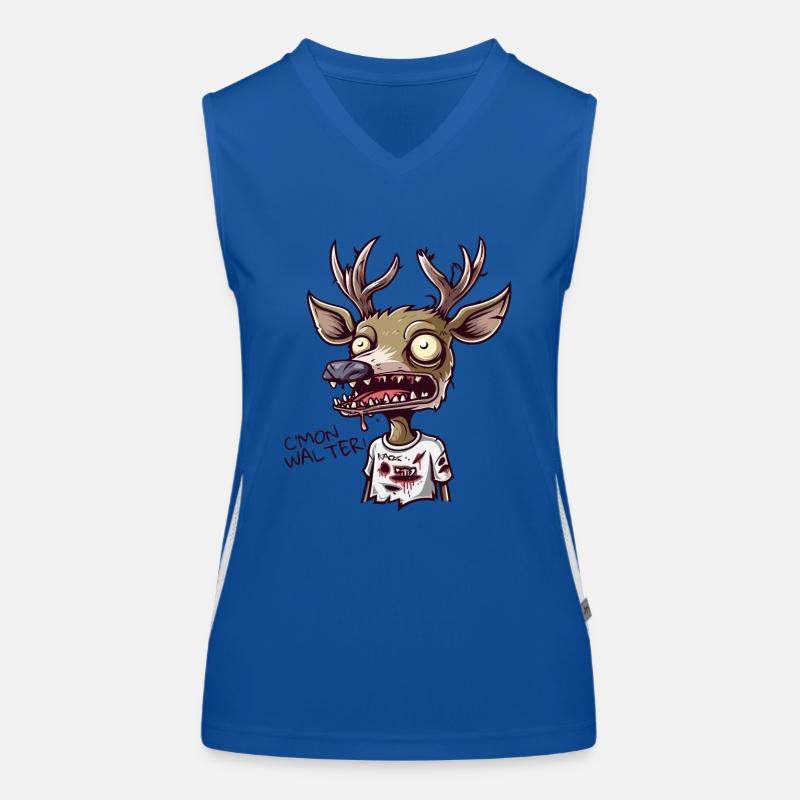A completely broken reindeer asks Walter for more Women's Functional Contrast Tank Top