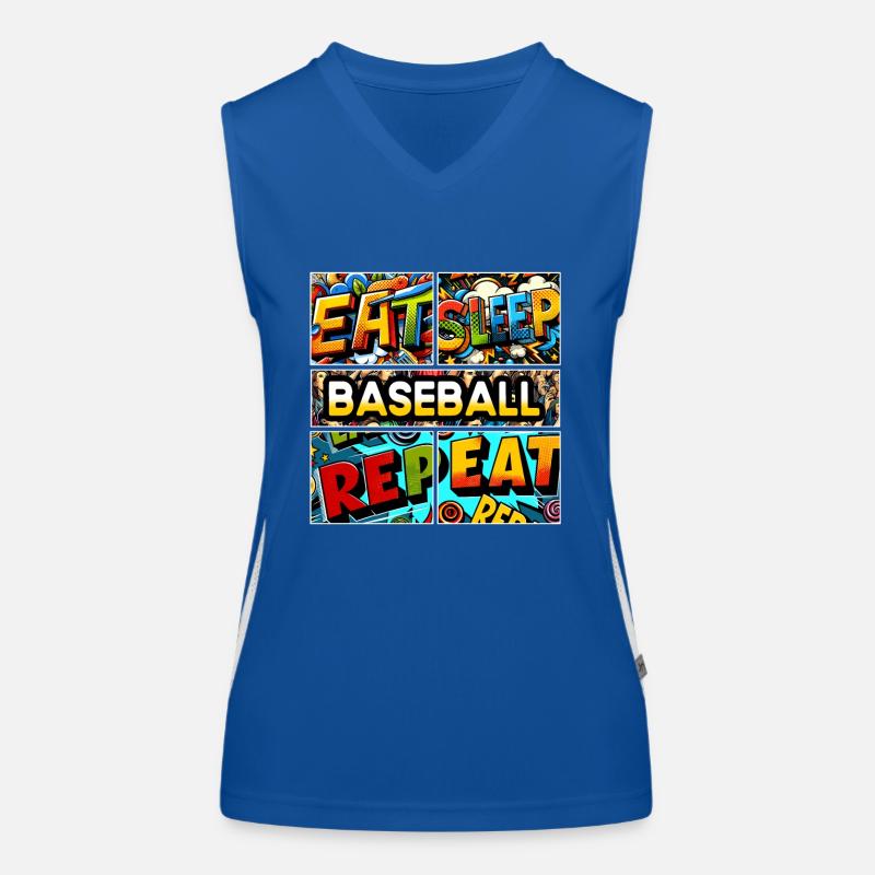 Eat sleep Baseball repeat Funktionelles Kontrast-Tank Top für Frauen