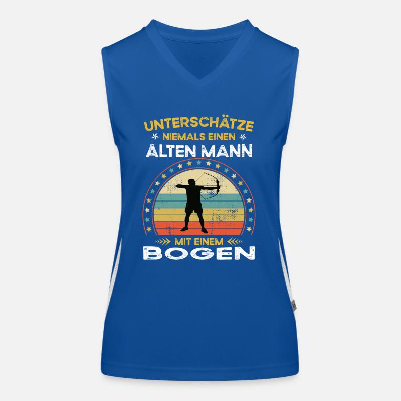 Unterschätze niemals alten Mann mit einem bogen Funktionelles Kontrast-Tank Top für Frauen