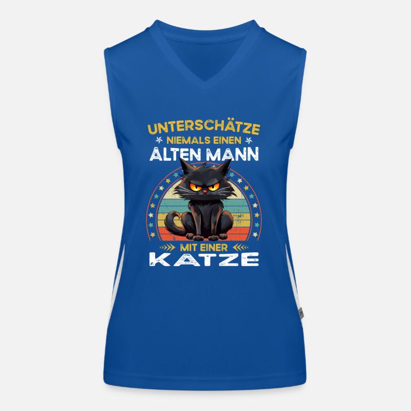 Never underestimate old man with a cat Women's Functional Contrast Tank Top
