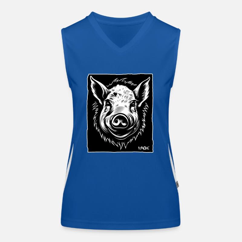 ein Schwein, eine Sau, ein Eber Funktionelles Kontrast-Tank Top für Frauen