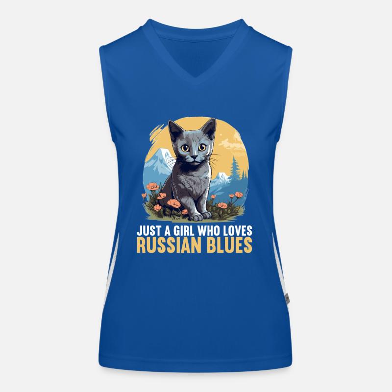 Chat bleu russe Russisch Blau Katze Débardeur respirant contrasté Femme