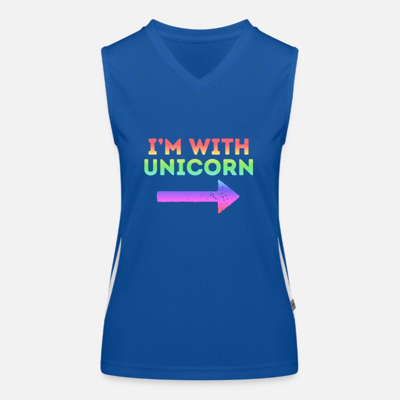 I'm With Unicorn Rainbow Magical Pointing Arrow Women's Functional Contrast Tank Top
