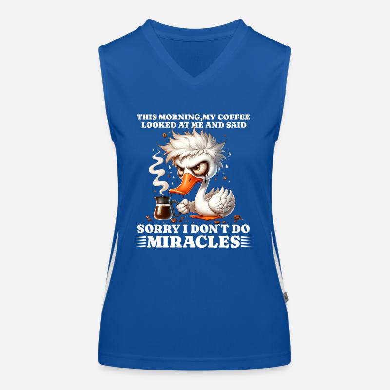 Morgenmuffel Kaffee lustiges Spruch duck Funktionelles Kontrast-Tank Top für Frauen