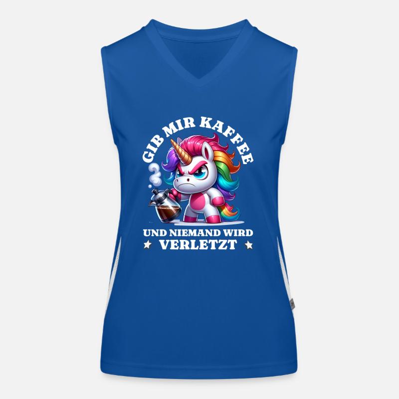Morgenmuffel Gib mir Kaffee lustiges Einhorn Funktionelles Kontrast-Tank Top für Frauen