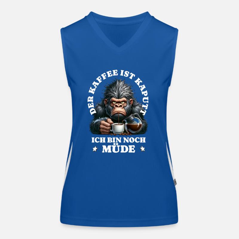 Morning grouch coffee is broken funny gorilla Women's Functional Contrast Tank Top