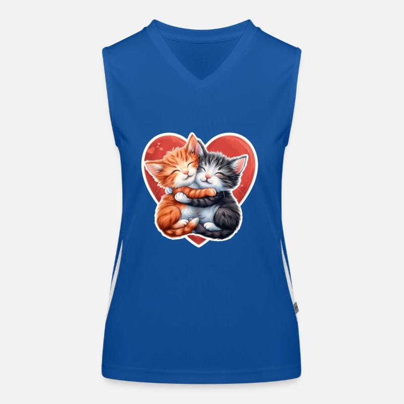 Zwei Kätzchen, die sich im Herzen umarmen Funktionelles Kontrast-Tank Top für Frauen
