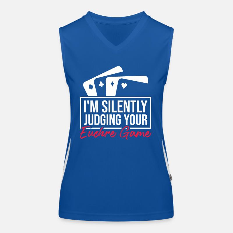 Judging Your Euchre Game Euchre Poker Euchre Women's Functional Contrast Tank Top
