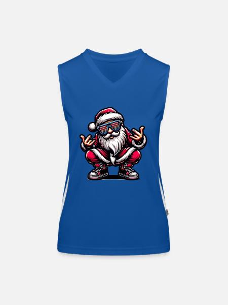 Santa Claus is dancing on xmas Christmas funny - Funktionelles Kontrast-Tank Top für Frauen - Royal/Weiß - Vorne