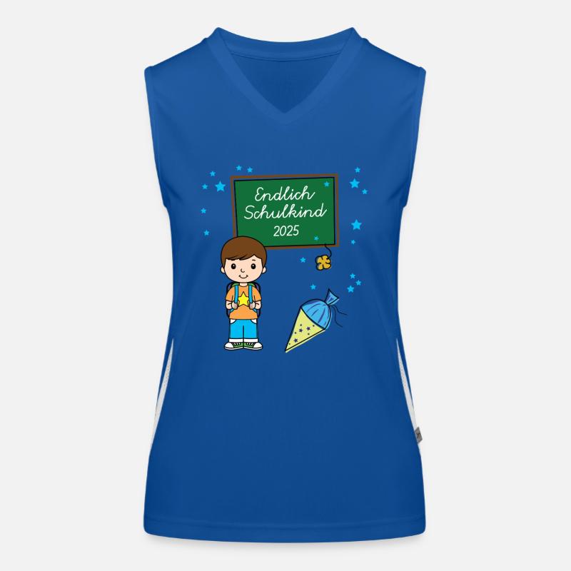 Endlich Schulkind Junge 2025 Einschulung Schule Funktionelles Kontrast-Tank Top für Frauen