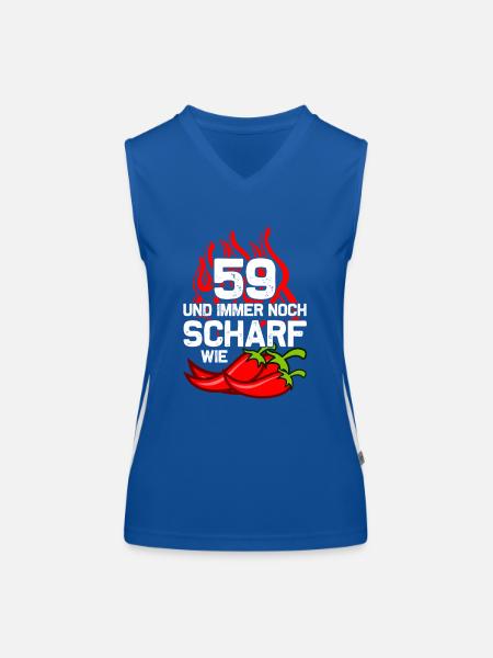 59th Birthday Born 1966 Birthday Gift - Women's Functional Contrast Tank Top - royal/white - Front