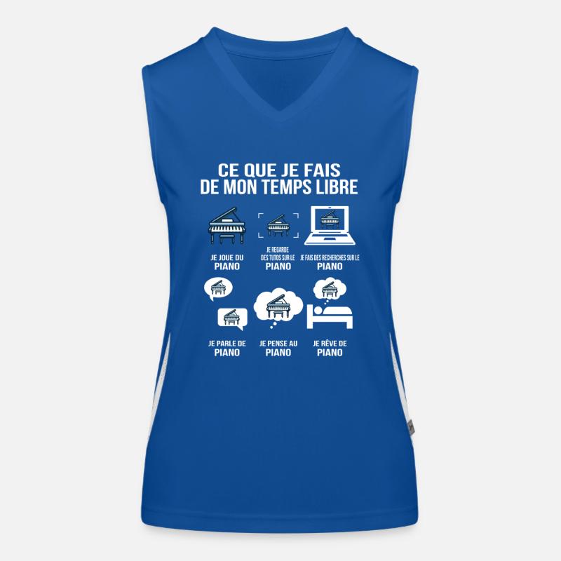 Ce que je fais de mon temps libre – T-shirt piano Débardeur respirant contrasté Femme