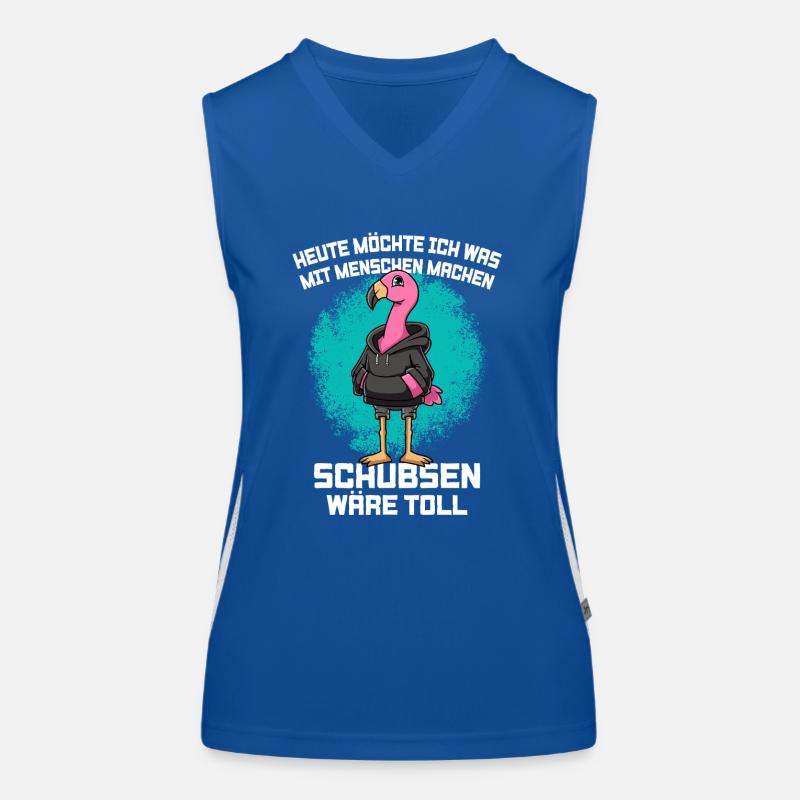 Heute Möchte Ich Was Mit Menschen Machen Flamingo Funktionelles Kontrast-Tank Top für Frauen