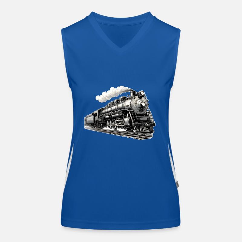 Dampflok Grafik Funktionelles Kontrast-Tank Top für Frauen