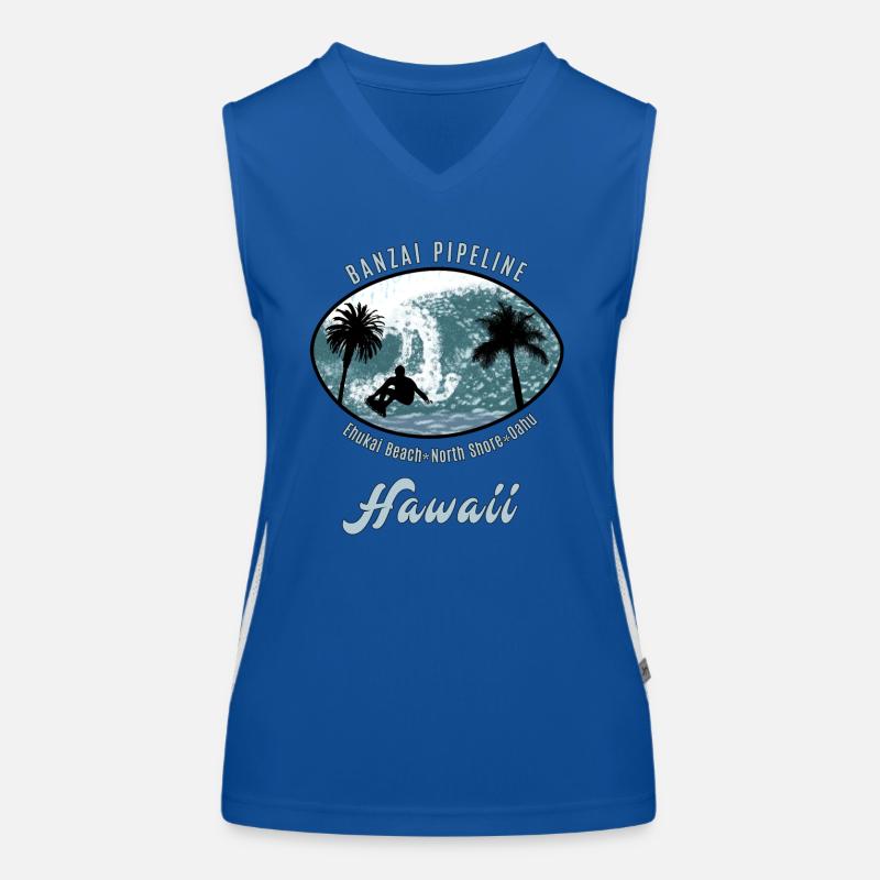 Surfer Beach Palms, Banzai Pipeline Hawaii Women's Functional Contrast Tank Top