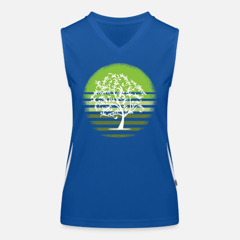 Nature White Tree Retro Deciduous Tree Sunset D Women's Functional Contrast Tank Top