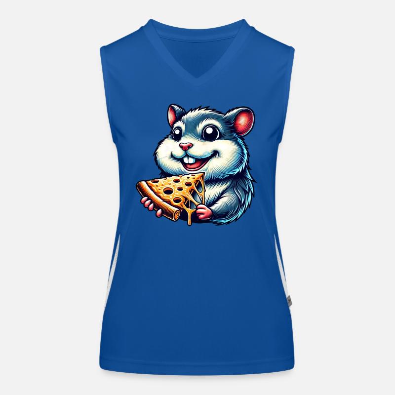 Hamster cochon d’Inde pizza amateur de restauration rapide Débardeur respirant contrasté Femme