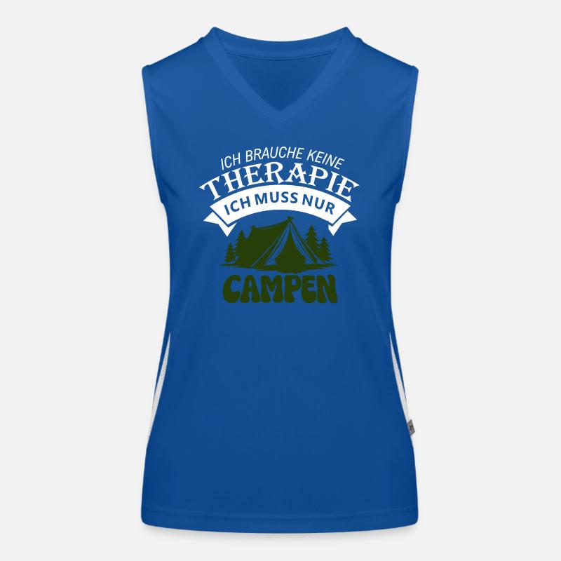 Ich brauche keine Therapie - Camping Funktionelles Kontrast-Tank Top für Frauen