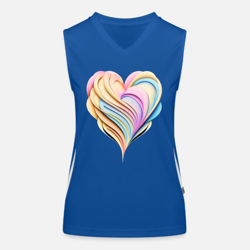 Pastellregenbogenherz in 3D-Optik Funktionelles Kontrast-Tank Top für Frauen