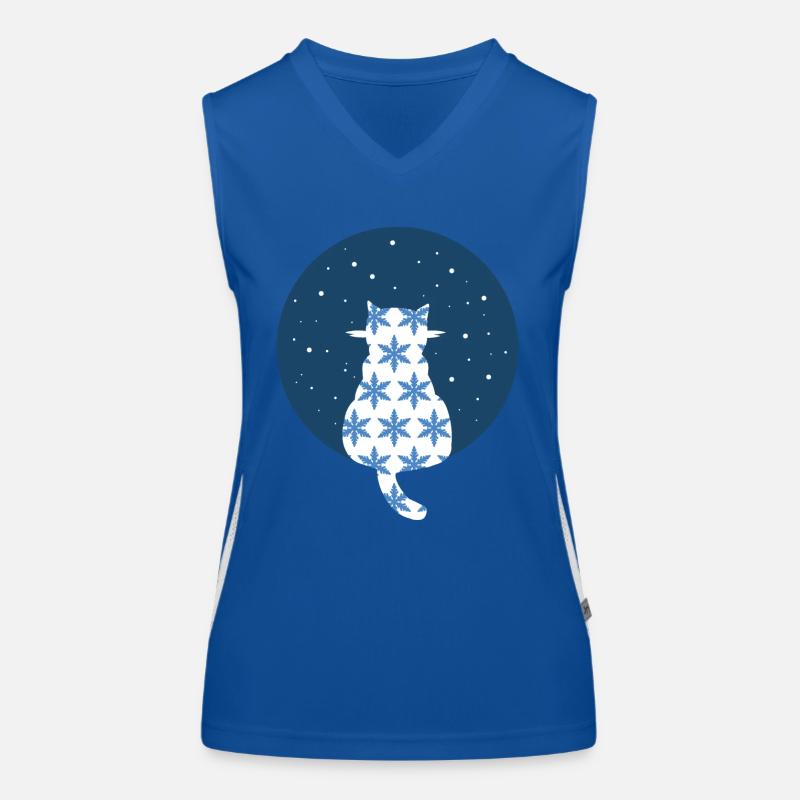 Cat watching snowflakes - Women's Functional Contrast Tank Top - royal/white