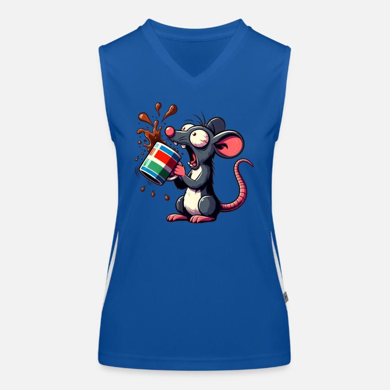 Mouse with coffee caffeine shock Women's Functional Contrast Tank Top