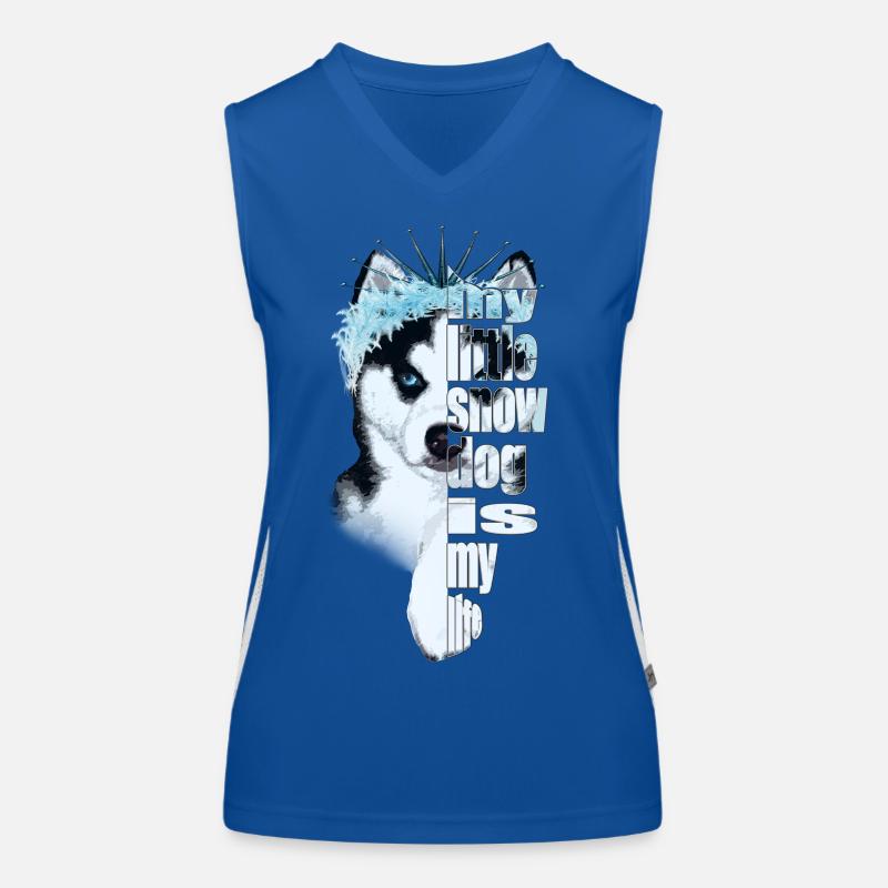 Eisbedeckter Husky mit Spruch Funktionelles Kontrast-Tank Top für Frauen