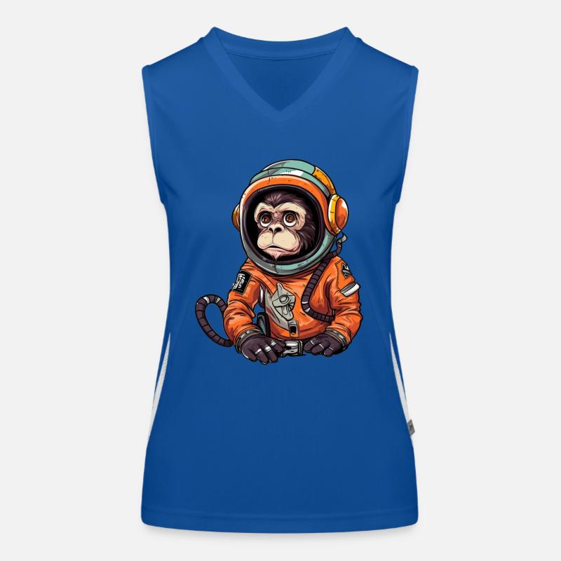 Space Monkey Retro Drawing Women's Functional Contrast Tank Top