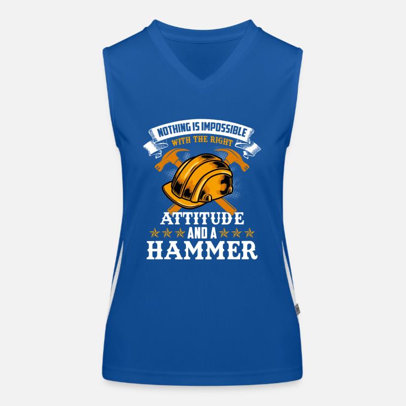 construction worker hammer Women's Functional Contrast Tank Top