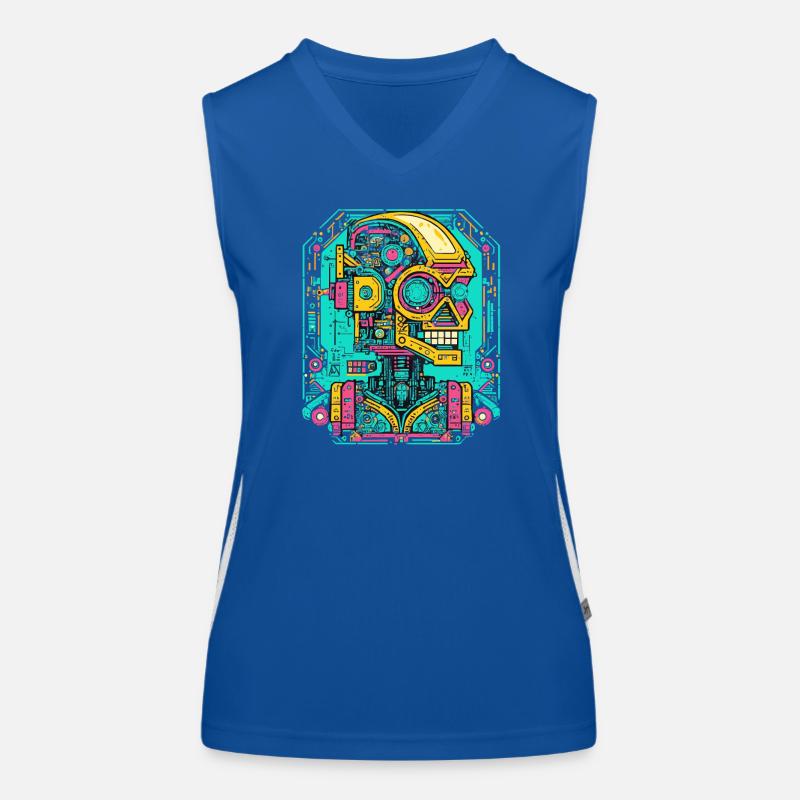 KI Roboter Cyberpunk Funktionelles Kontrast-Tank Top für Frauen