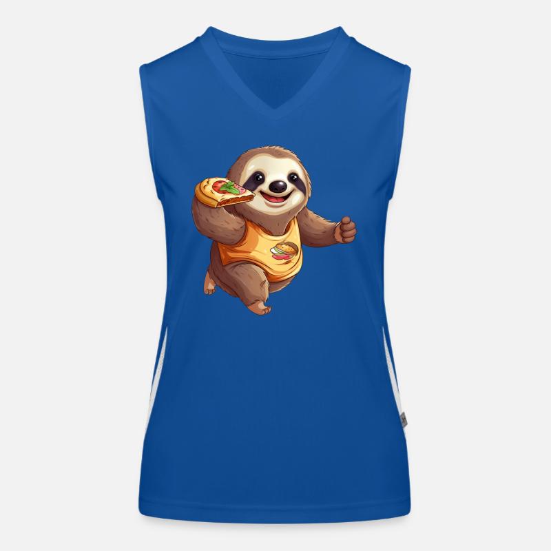 Sloth Marathon Runner, Pizza and Burgers, Fast Women's Functional Contrast Tank Top