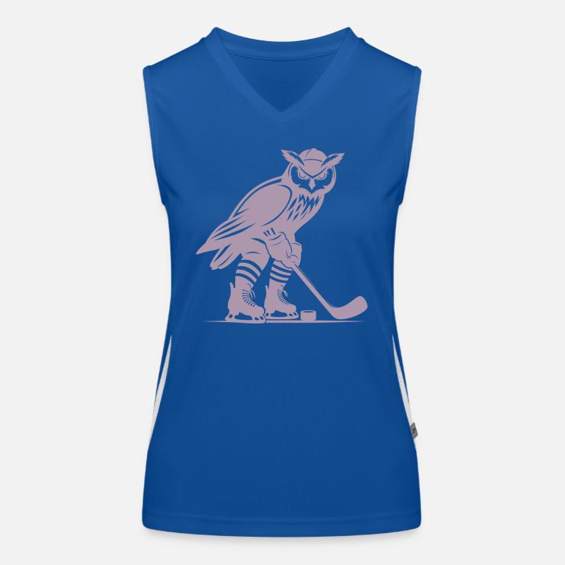 Eule Eishockey Nachtsport Design Funktionelles Kontrast-Tank Top für Frauen