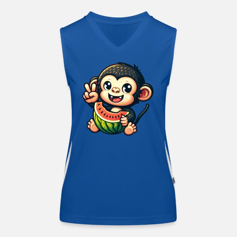 Chimpanzé à la pastèque et melon miel Débardeur respirant contrasté Femme