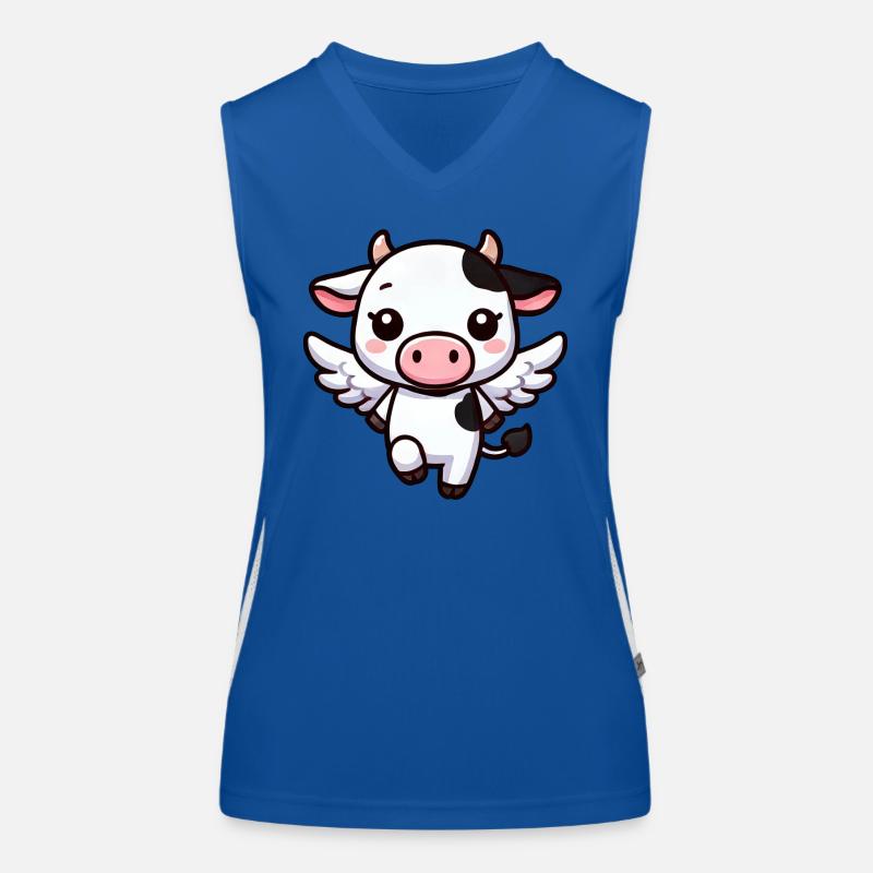 Süße Kuh als Engel Cartoon Design Funktionelles Kontrast-Tank Top für Frauen