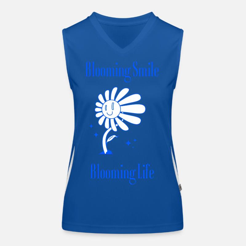 Blooming Smile – Blumengrafik mit Botschaft Funktionelles Kontrast-Tank Top für Frauen