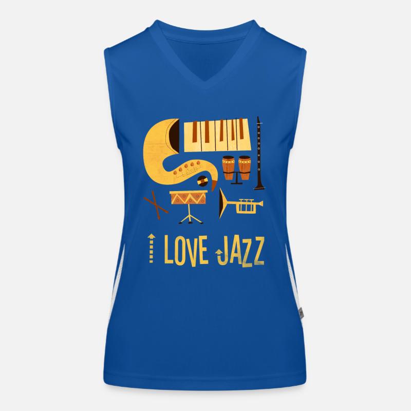 i love jazz instruments drawing surface 1 Women's Functional Contrast Tank Top