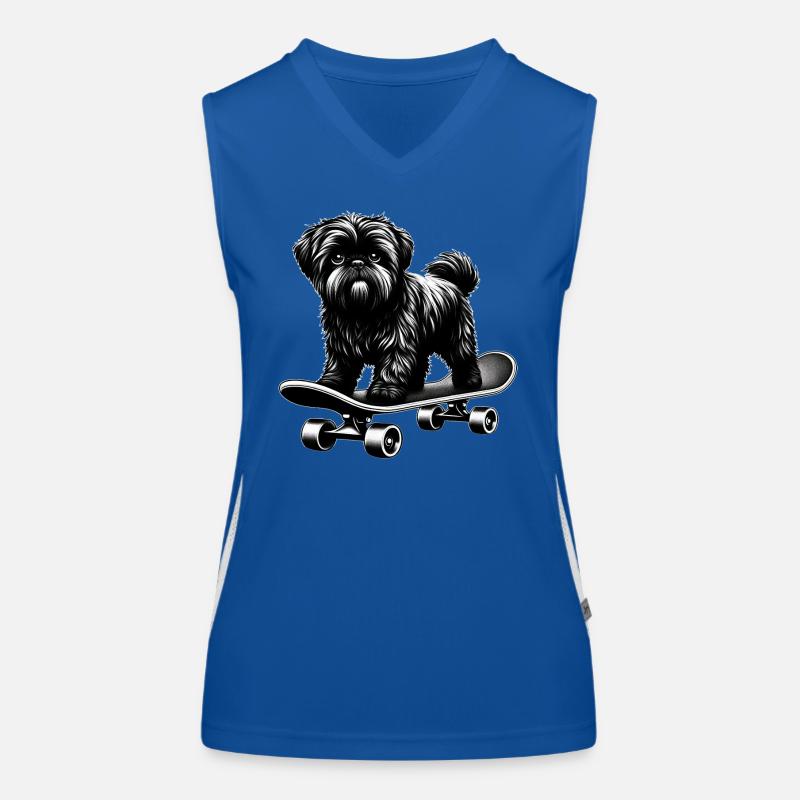 Black and White Poodle Skateboarder Women's Functional Contrast Tank Top