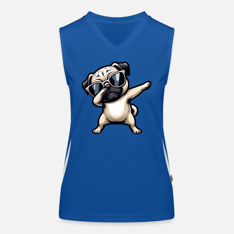 Hund Mops Cool Dab Dabbing Funktionelles Kontrast-Tank Top für Frauen