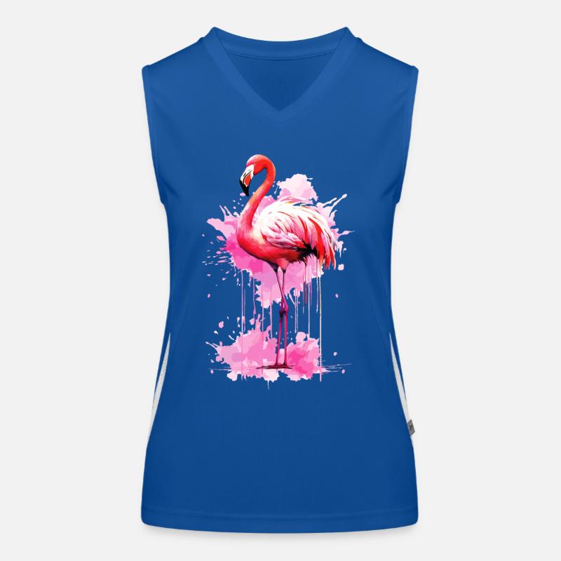 Flamingo Vogel Exotisch Sommer Splash Rosa Pink Funktionelles Kontrast-Tank Top für Frauen