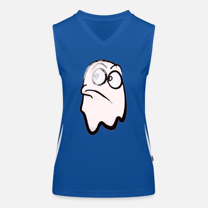 Funny smiling ghost in white Women's Functional Contrast Tank Top