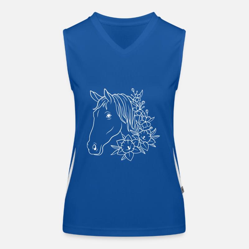 Pferd mit Blumen Funktionelles Kontrast-Tank Top für Frauen