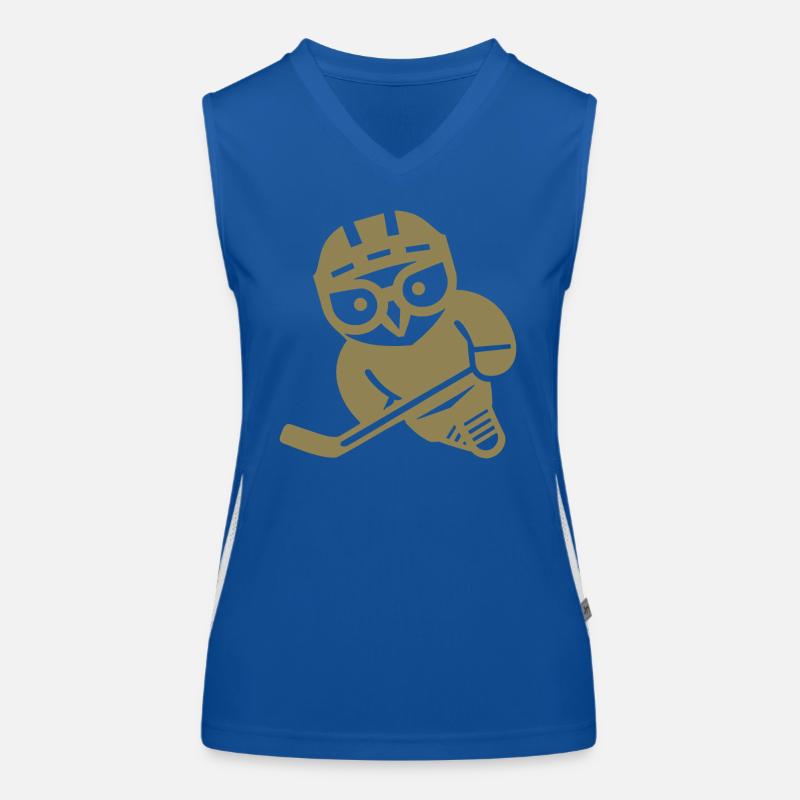 Eishockey Eule Silhouette Schneeeule Spieler Funktionelles Kontrast-Tank Top für Frauen