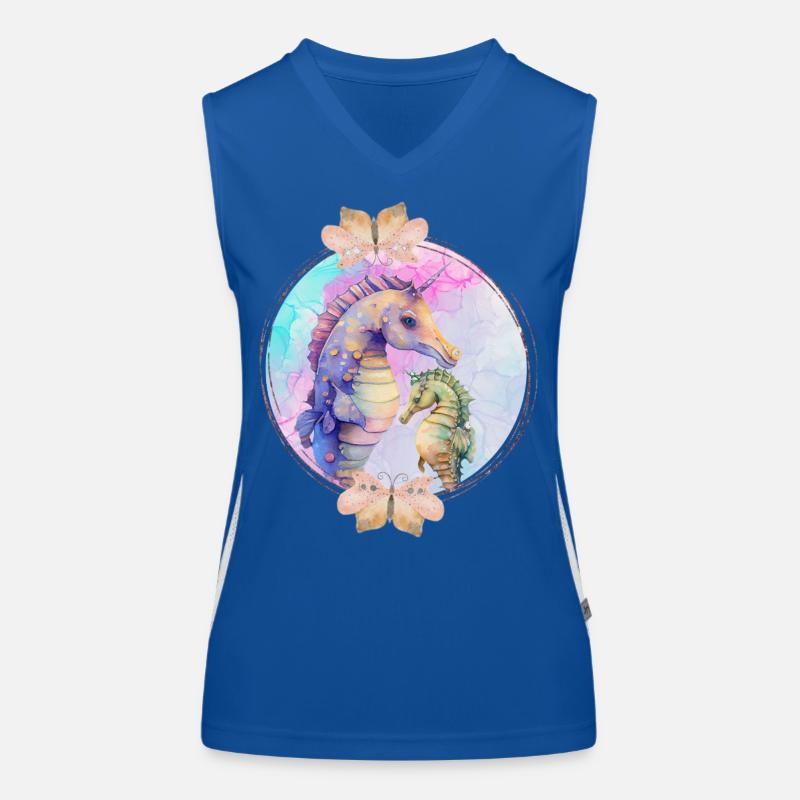 Seepferdchen Mama und Kind Funktionelles Kontrast-Tank Top für Frauen