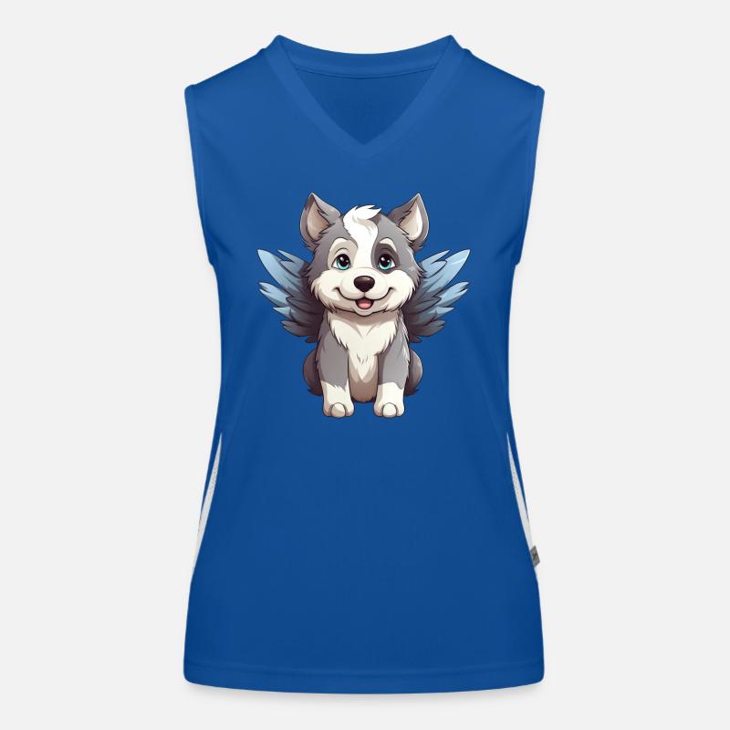 Husky Engel - Niedlicher Hund mit himmlischen Funktionelles Kontrast-Tank Top für Frauen