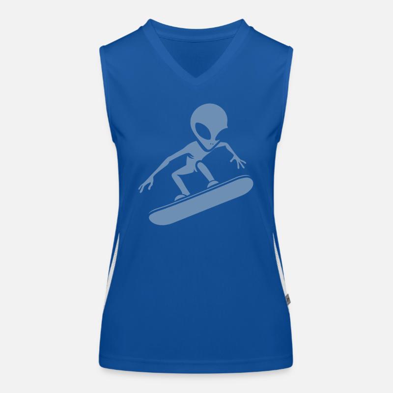 Minimalistisches Design: Alien Snowboarder Funktionelles Kontrast-Tank Top für Frauen
