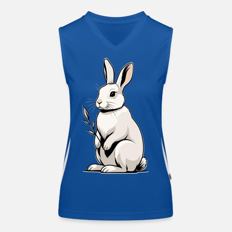 Lapin blanc à plante feuillue Débardeur respirant contrasté Femme