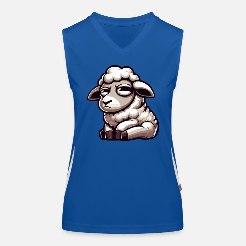 Skeptisches Schaf Comic Lustiger Stier Funktionelles Kontrast-Tank Top für Frauen