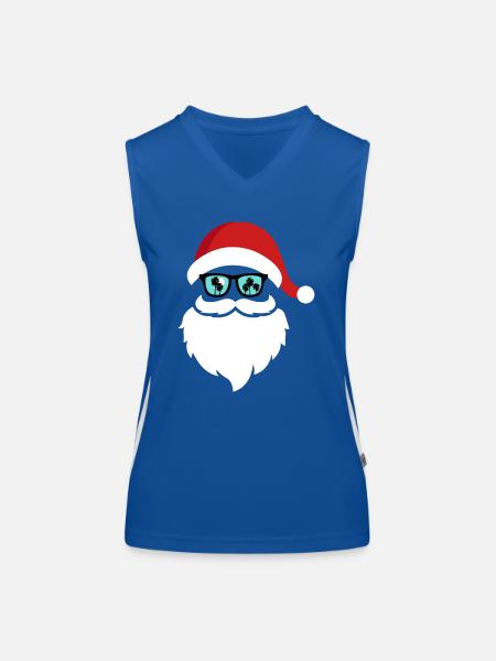 Santa Claus Palm Trees - Women's Functional Contrast Tank Top - royal/white - Front